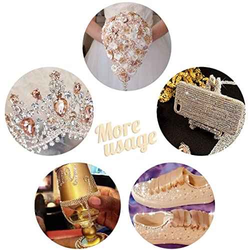 Champagne Golden Crystal Resin Rhinestones w B7000 Jewelry Glue for Bedazzling Crafting 2mm 3mm 4mm 5mm 6mm Flatback Stones Diamonds Crystals Gems for Nails Face Eyes Makeup Tumblers DIY Crafts