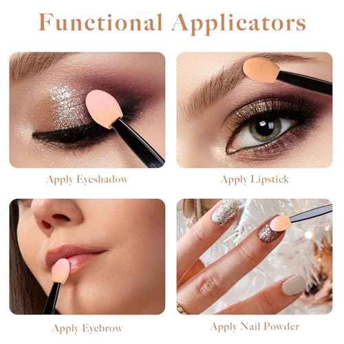 150 PCS Eyeshadow Applicators Sticks with Container. 2.45' Professional Disposable Eye Shadow Makeup Brushes