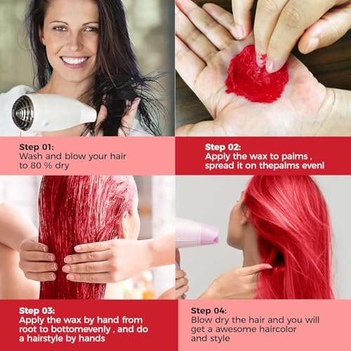 Red Temporary Hair Wax Color - Washable Styling Clay