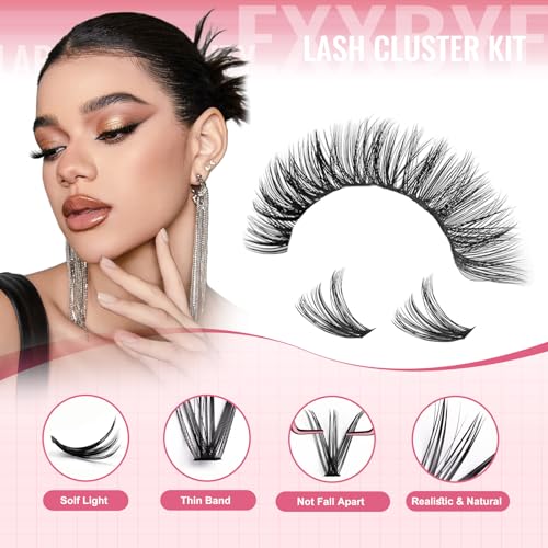 Wispy Lash Clusters Kit 800pcs Lash Extension Kit DIY Eyelash Clusters 30D&40D&50D Lashes Clusters 8-18mm With Lash Bond and Seal, Lash Tweezers, Lash Remover£¬Lash Brush