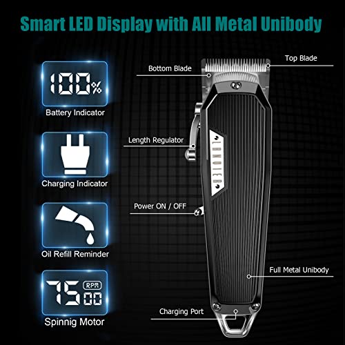 LANVIER Professional Hair Clipper Kit - 10W 7500RPM Cordless Trimmer