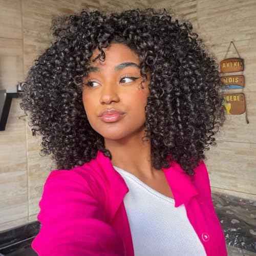 24 Inch Burmese Curly Half Wig 200 Density Seamless Flip Over Wig Glueless Human Hair Curly 3 In 1 Half Wigs Wear and Go Drawstring Headband Wig for Women Beginner Friendly
