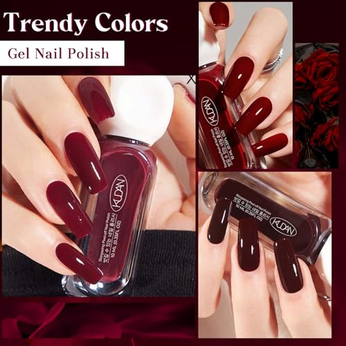 5-Piece Quick Dry Nude Nail Polish Set - Deep Red & Purple Shades