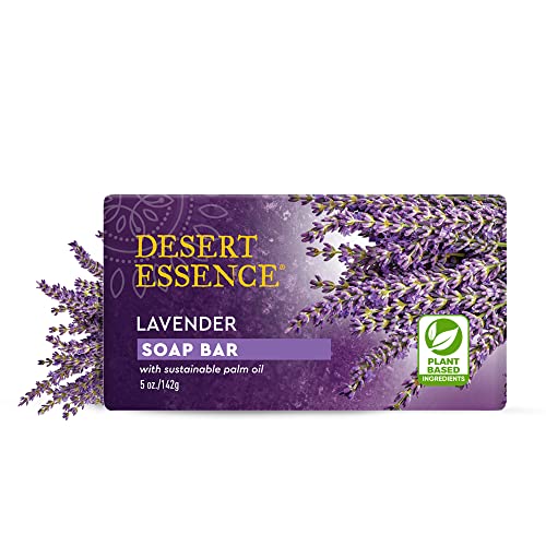 Desert Essence Lavender Soap Bar - 5 Oz - Promotes Cell Regeneration - Refreshing Rich Scent - Tea Tree Oil - Aloe Vera - Jojoba & Palm Oil - Cleanses & Soothes Skin