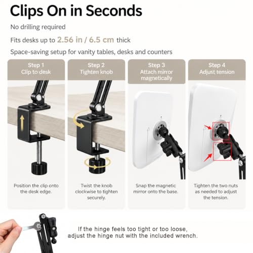 10X Magnifying Clip-On Makeup Mirror with Lights