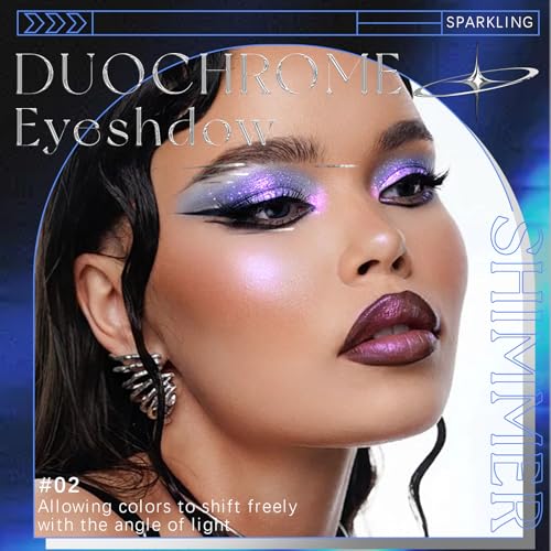 Noerrors Marble Holographic Glitter Eyeshadow Palette, Purple Blue Half Magic Multichrome Sparkly Metallic Cream Eye Shadow, Pigmented Sombras Para Ojos Smooth Long Wear Iridescent Shimmer Eye Makeup