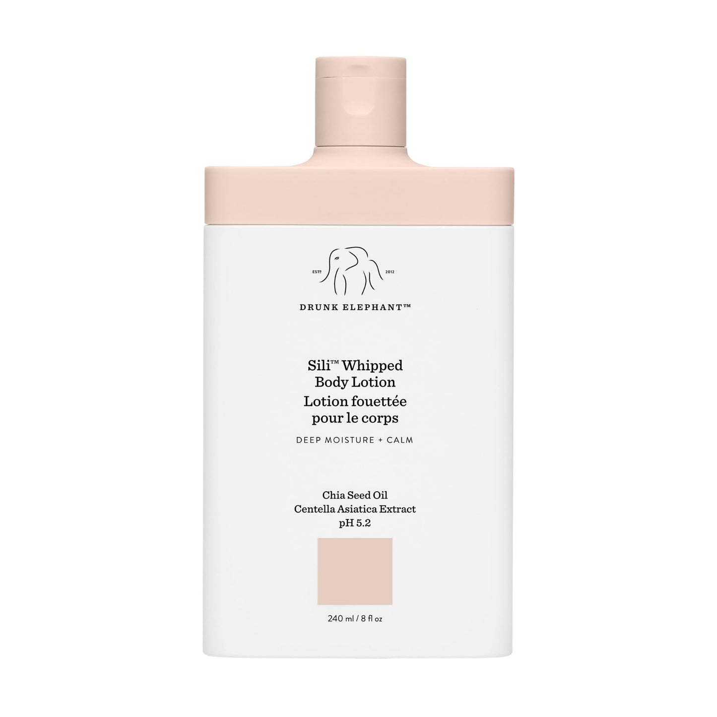 Drunk Elephant Sili Whipped Body Lotion - 240 ml/8 fl oz - Rich Daily Moisturizing Lotion - Clean Clinical Skincare - Cruelty-Free - Free of Essential Oils, Silicones, and Fragrance