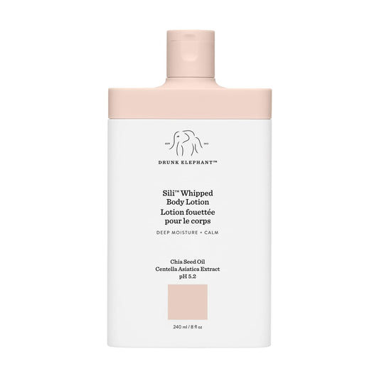 Drunk Elephant Sili Whipped Body Lotion - 240 ml/8 fl oz - Rich Daily Moisturizing Lotion - Clean Clinical Skincare - Cruelty-Free - Free of Essential Oils, Silicones, and Fragrance
