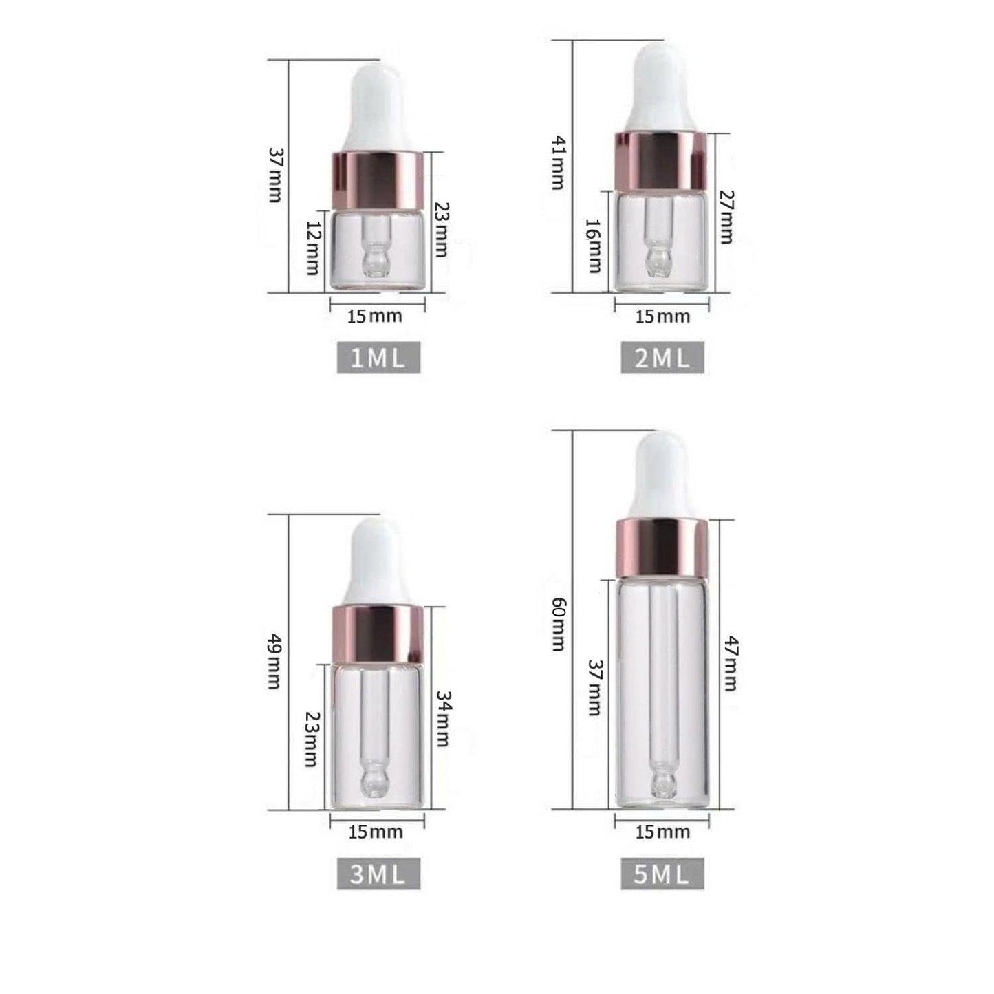 NGARHUG STORE Eye Dropper Bottle Rose for Essential Oils, 4pcs of 1-5ml Glass with Eye Droppers, Leak Proof Travel