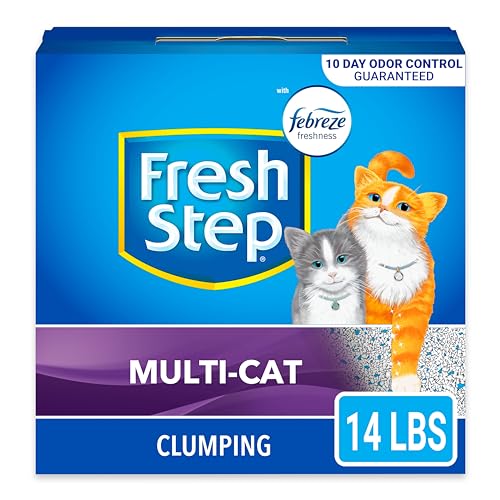 Fresh Step Clumping Cat Litter, Unscented, Long Lasting Odor Control Kitty Litter with Activated Charcoal, 14 lb