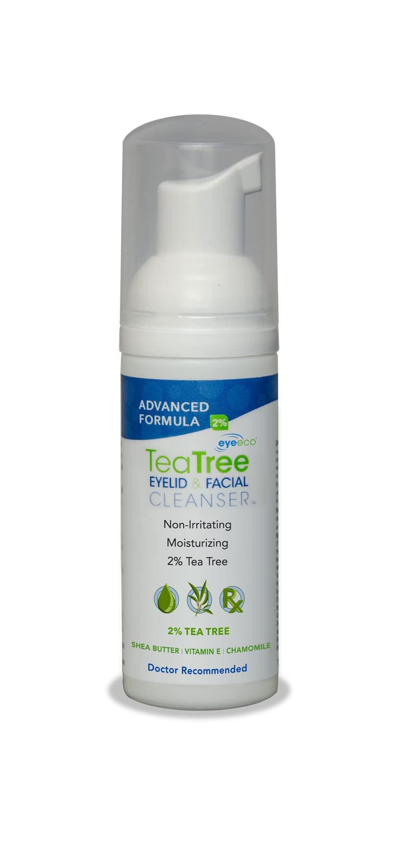 Eye Eco Advanced Tea Tree Eyelid and Facial Cleanser - Non-Irritating Eyelash & Eyelid Cleanser, Removes Debris & Irritations – Soothing Formula Made with Tea Tree, Vitamin E, & Shea Butter - 50mL