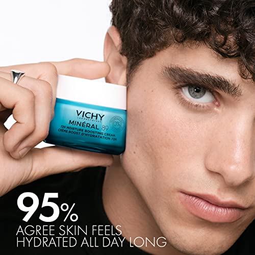 Vichy Mineral 89 Fragrance Free Cream, 72H Moisture Boosting Lightweight Cream | Hydrating Face Moisturizer with Hyaluronic Acid and Niacinamide | Suitable for All Skin Types