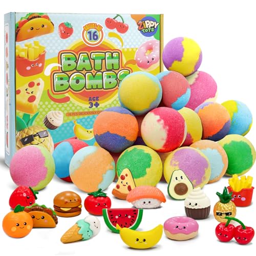 Kids Bath Bombs with Surprise Toys - 16 Pack Organic Fizzies