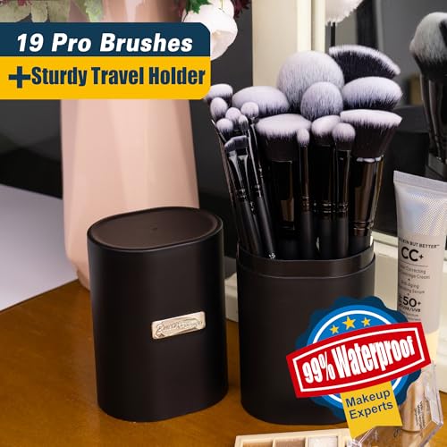 Bueart Design 19Pc Makeup Brush Set with Travel Case