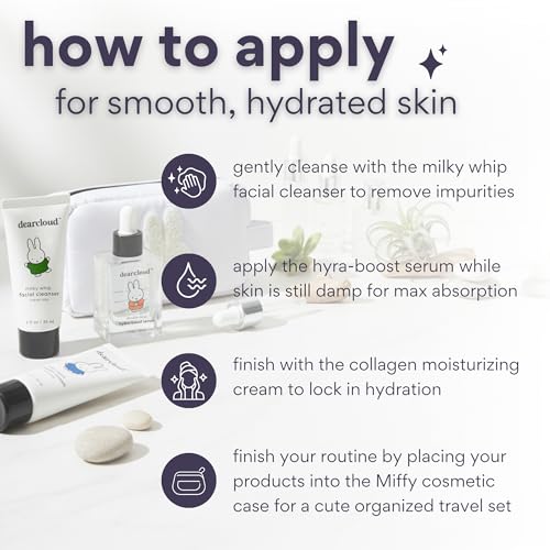 Miffy Skin Purity Essentials Travel Set of 4 ($55 Value) - Korean Skin Care Travel Set ? Hydrating Korean Skin Care Travel Essentials Set with Cosmetic Bag