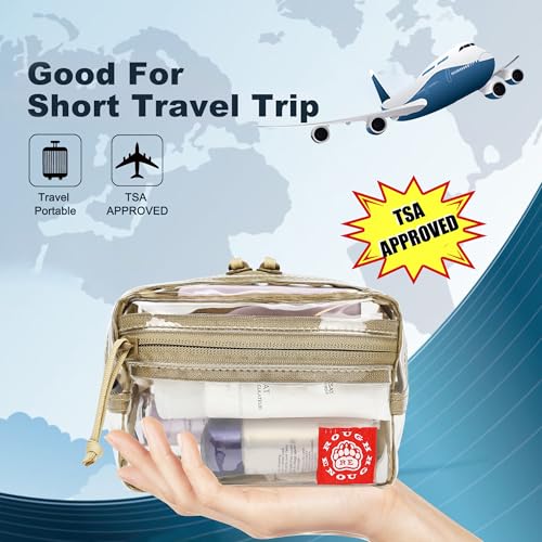 Rough Enough Clear TSA Approved Toiletry Bag Small Makeup Travel Pouch Compact Quart Size For Travel Business Trips Leakproof PVC With YKK Zipper
