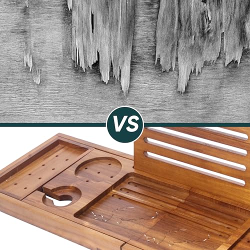 Premium Teak Expandable Bath Tray, 28-41 inches