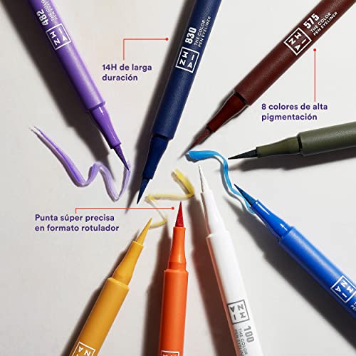 3INA The Color Pen Eyeliner 100 - Ultra Fine Tip 14H Yellow Longwear Liquid Liner - Vibrant Colors, Matte, Smudgeproof, Flake Proof Eye Makeup - Cruelty Free, Paraben Free, Vegan Cosmetics - White