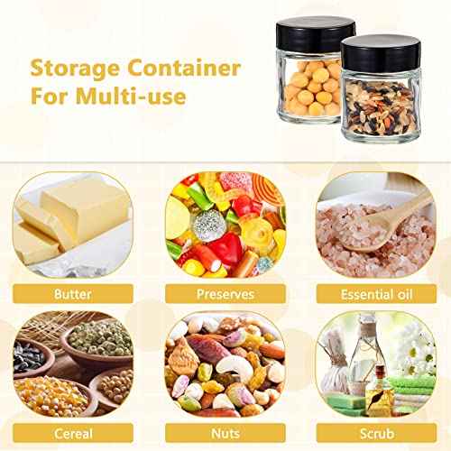 Aoriher 60 Pieces Glass Jars with Lids Clear Small Mason Empty Round Spice Wide Mouth Canning Storage Refillable Cosmetic Containers for Lotions Cream Powders (1 oz) clear and black HS-Aoriher-23870