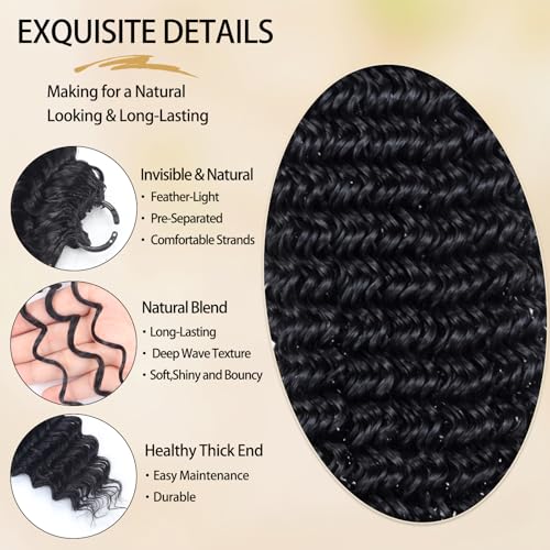 Deep Wave Feather Crochet Hair 18" - 50 Strands Knotless