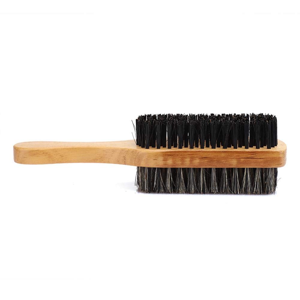 ZJchao Double Sided Beard Brush, Mustache Brush Double Sided Men's Brush Hair Brushes Facial Brush for Beard Care Bristle Nylon Mustache Comb with Wooden Handle Beard Grooming