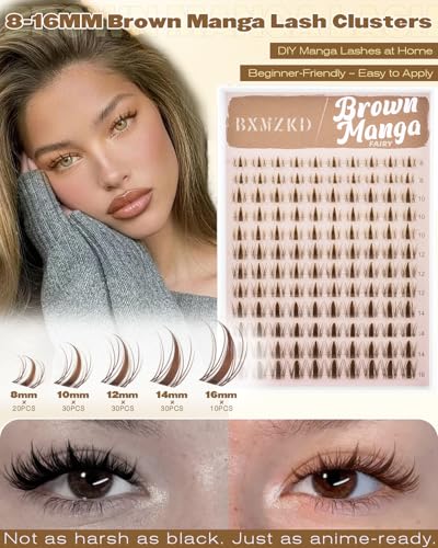 Brown Manga Lash Clusters C Curl 8-16MM Wispy Spiky