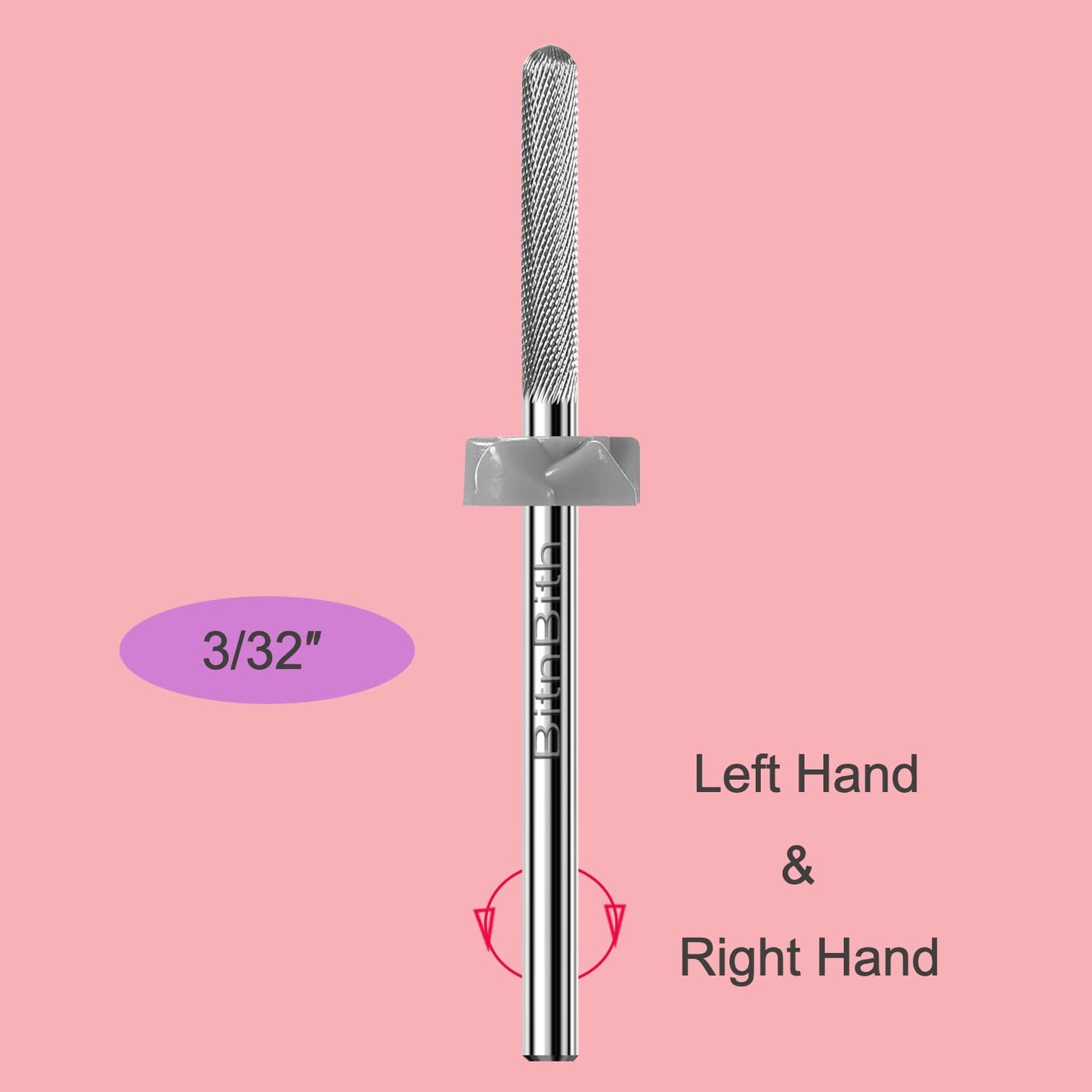 BITNBITH Nail Drill Bit Nature Nail Buffer Drill Bit 3/32",Professional Safety Carbide Nail Prepare Bit for Cuticle Dead Skin Cleaning Nail Bed File 2-Way Rotate for Manicure Home Salon,3XF-Round