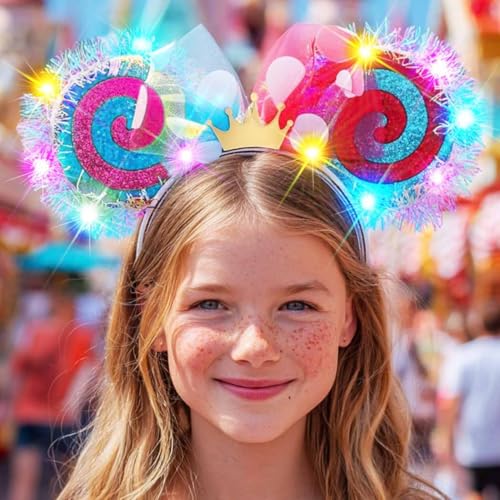 Light Up Mouse Ears Headband with Bow - LED Hair Accessory