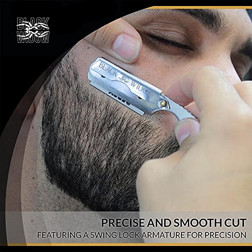Black Widow Professional Straight Edge Razor Kit with 10 Blades ? Stainless Steel Barber Razor for Men¡¯s Shaving, Classic Barbero Shaver for Smooth, Precise, and Comfortable Shaves