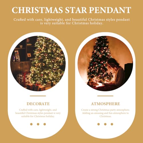 Operitacx 18 Pcs Golden Star Ornaments Christmas Tree Decoration 3D Glitter Gold Star 8 Point Star Christmas Tree Hanging Pendants for Holiday Wedding Christmas Party Decoration