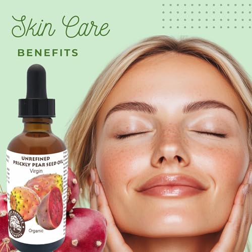 Prickly Pear Seed Oil Organic - Virgin (Cold Pressed, Unrefined) for hydrated skin, glowing mature skin. Nature¡¯s Desert Secret for Radiant Skin and Hair 1 oz (30ml)