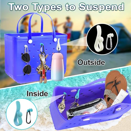 White 6Pcs Accessories Hooks for Bogg Bag, Carabiner Keychain & Key Holder Charms