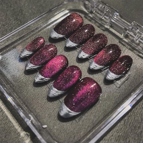 uxcell 20 Pcs Press on Nail Storage Box with Adhesive Double Sided Tape, Acrylic Nail Display Box for Nail Salon Home Storage Supplies, Clear/Pink