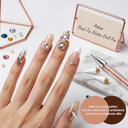 Artdone Nail Dotting Tools Kit with Rhinestone Picker and Extra Wax Tips for Nail Art