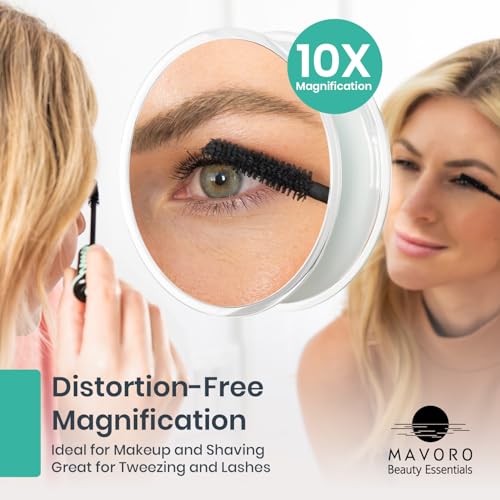 Mavoro 9" Travel Magnifying Mirror - 10X Suction Cup Makeup Mirror