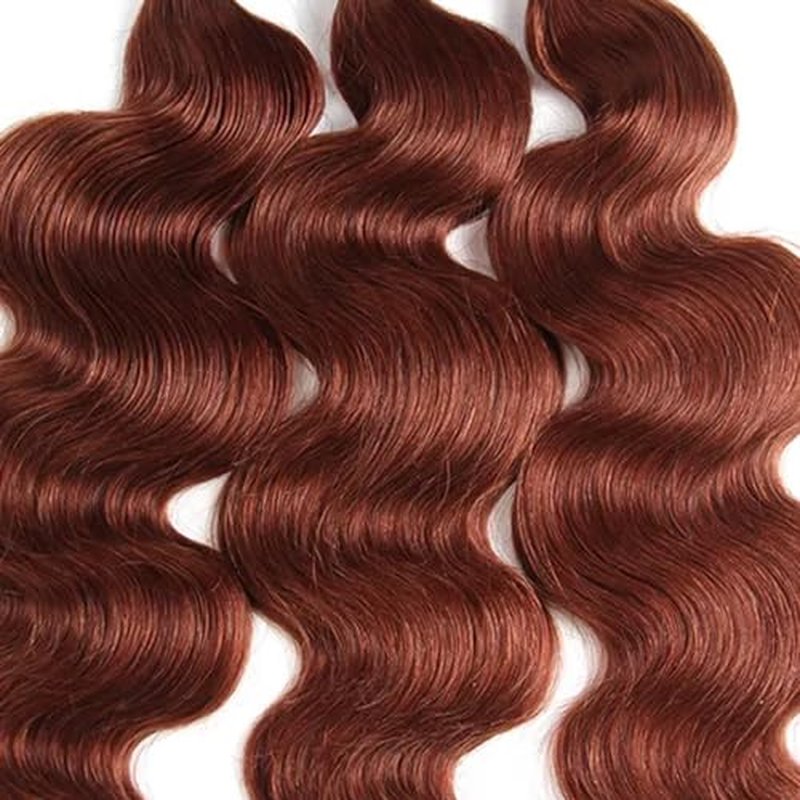 Fridnae 12-Inch Body Wave Human Hair Bundles - Color 33 Auburn Brown