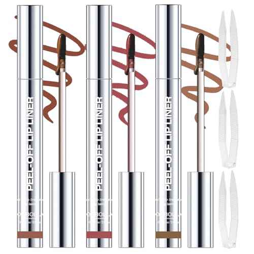 3 Colors Peel Off Lip Liner Stain with Tweezer, Long Lasting Waterproof Lip Tint Stains Makeup Set with Matte Finish for Women, Natural Look, Easy to Use, for All Skin Types (#2,3,4)