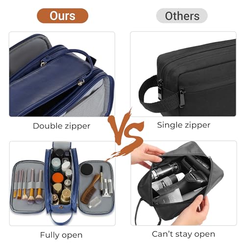 Elviros Large PU Leather Toiletry Bag for Men - Water-Resistant Travel Organizer