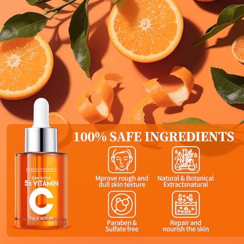 Vitamin C Facial Serum 20% with Hyaluronic Acid & Niacinamide ? Anti-Aging Formula to Boost Collagen, Hydrate and Plump Skin, For All Skin Types ? 1 Fl Oz