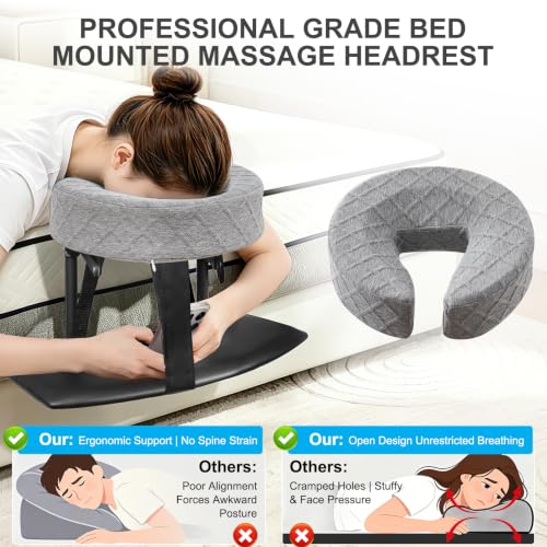 Adjustable Massage Headrest for Bed | Portable Face Pillow