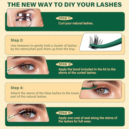KEYYOU LASH California Sunset Manga Lash Clusters 8-18mm Fairy Eyelash Clusters Natural DIY Lash Extension Wispy with Soft Thin Band(MG01 Lashes)