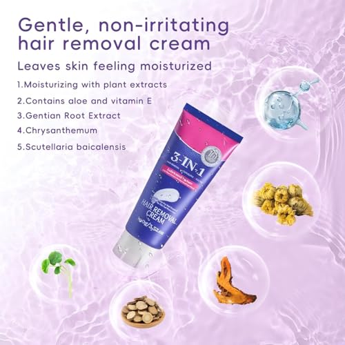 Feisou Painless Hair Removal Cream 72oz with Aloe Vera & Vitamin E for Sensitive Skin - Long-Lasting Depilatory for Face & Body