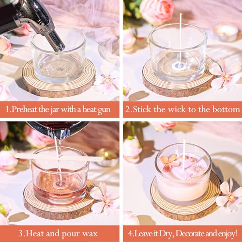 CONNOO 15 Pack 4oz Clear Glass Candle Jars with Bamboo Lids