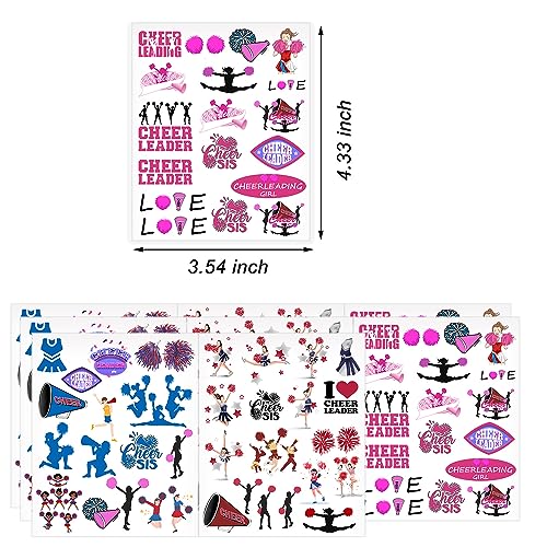 Oringaga 384 Cheerleading Temporary Tattoos for Kids - Sport Cheerleading Game Girl Cheer Dance Birthday Baby Shower Party Supplies Goodie Bag Stuffers Favors Prize Motivational Stickers(24 Sheets)