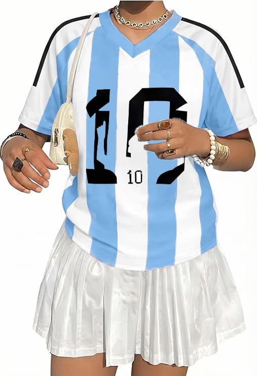 Argentina Soccer Cup 2026 Women's Oversized V-Neck Jersey