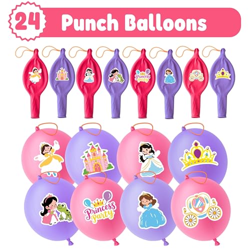 Princess Party Favors Set - 72 Pieces with Punch Balloons & Tattoos