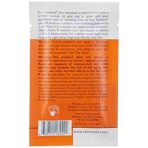 Tan Towel Half Body Plus Self-Tan Towelettes 50 Pack