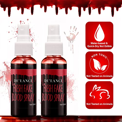 2 PCS Washable Fake Blood Spray,Halloween Fake Blood Splatter, Liquid Blood for Clothes,Skin and Eye Drops,Squirt Fake Blood Makeup for Vampire Monster Zombie Bride and Costumes,100g(3.53 Oz)