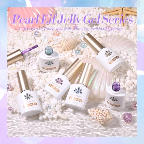 Born Pretty Pearl Gel Nail Polish Set Shell Glimmer Shimmer Mermaid Glitter Gel Polish Transparent Jelly Pearlescent Gel Polish Nail Art Manicure Varnish 6 Colors 7ml Collection Gifts