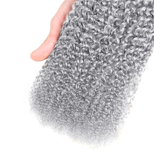 Silver Grey Curly Human Hair Bundles 3Pcs 26 28 30 Inch